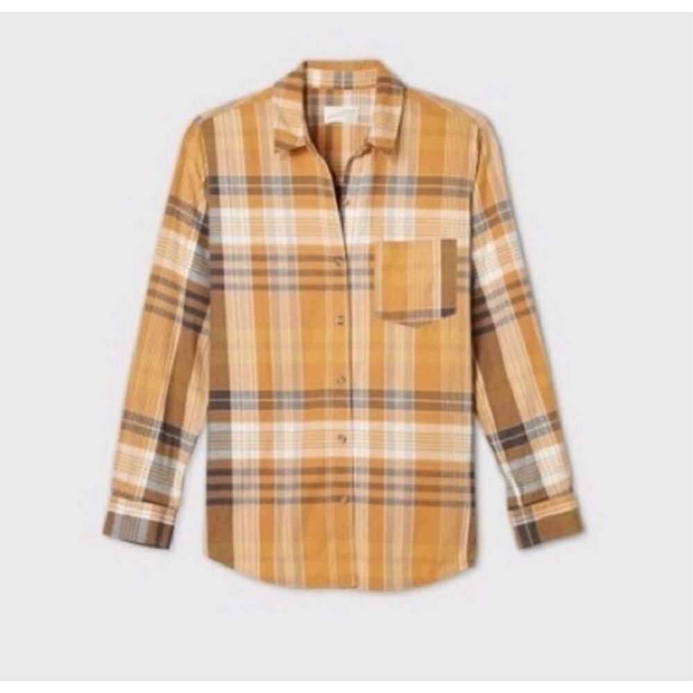 NWT Womens Universal Thread Plaid Fall Long Sleeve Button Down Shirt - Sz XS